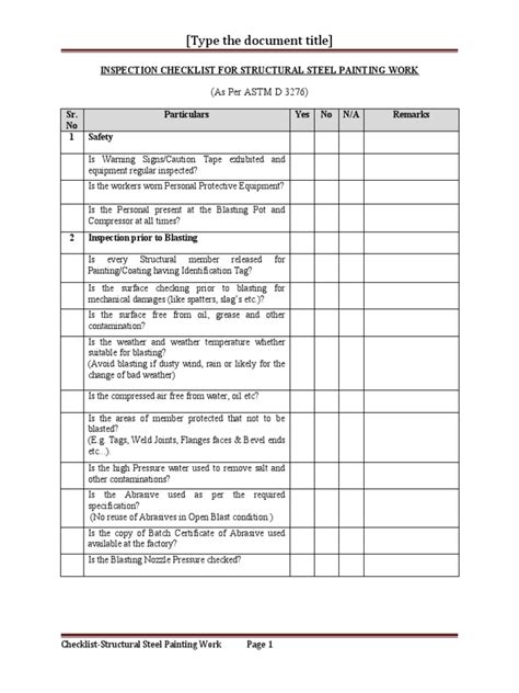 painting checklist pdf